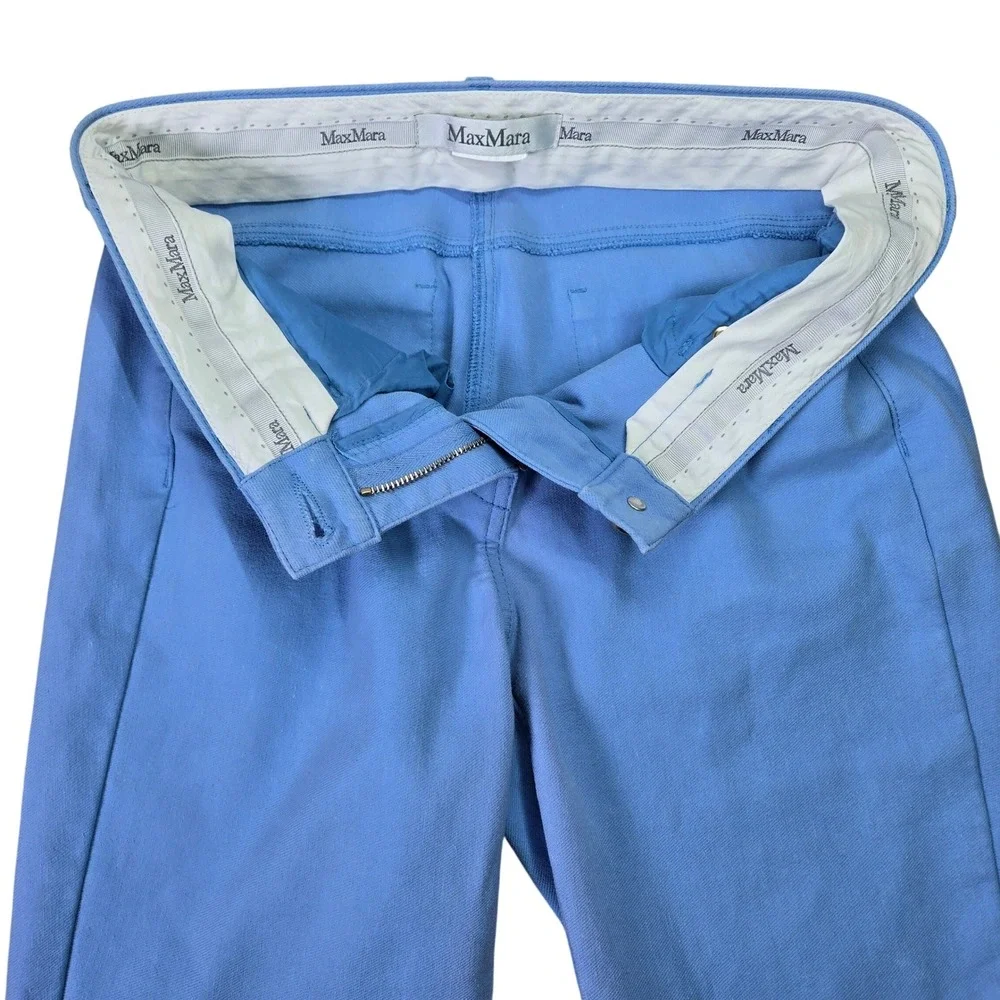 MaxMara Light Blue Slim Fit Tapered Ankle Denim Pants Designer‎ Luxury Trousers